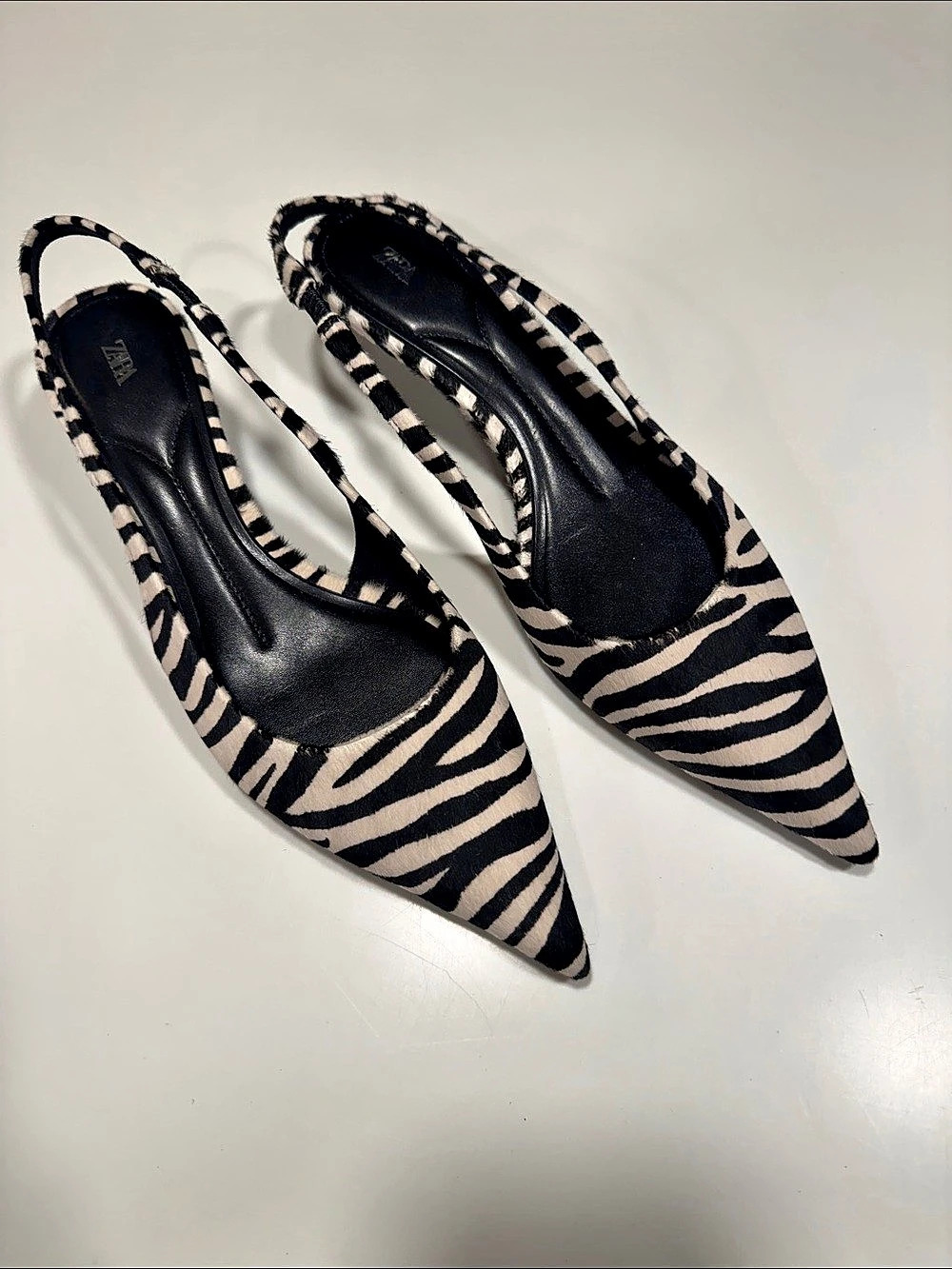 NWOT Zara Zebra Print Slingback Heels EU 40